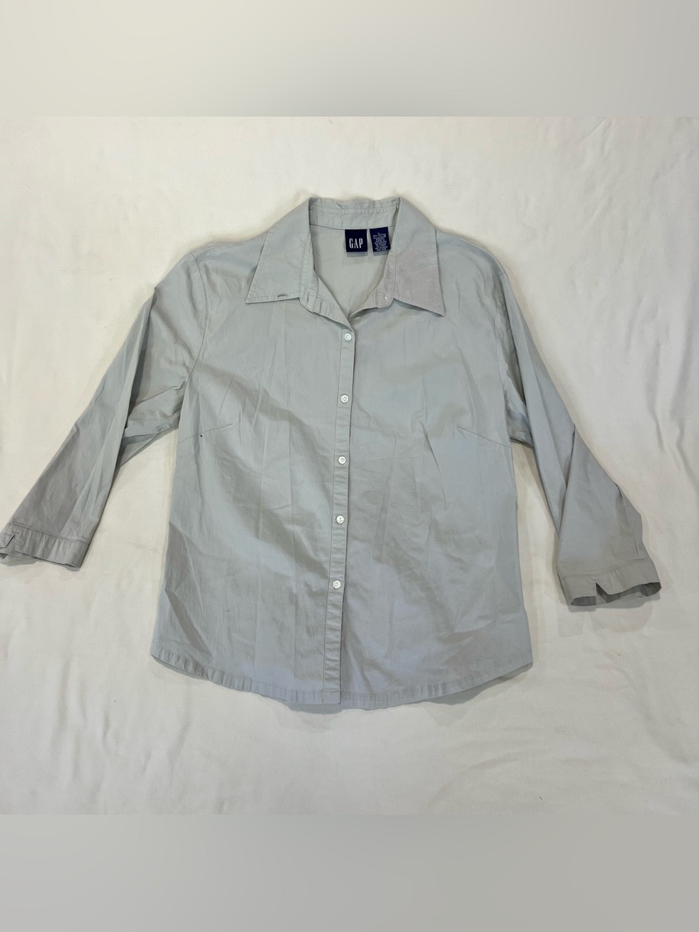 Vintage GAP Light Gray Casual 3/4 Sleeve Button-Down Shirt